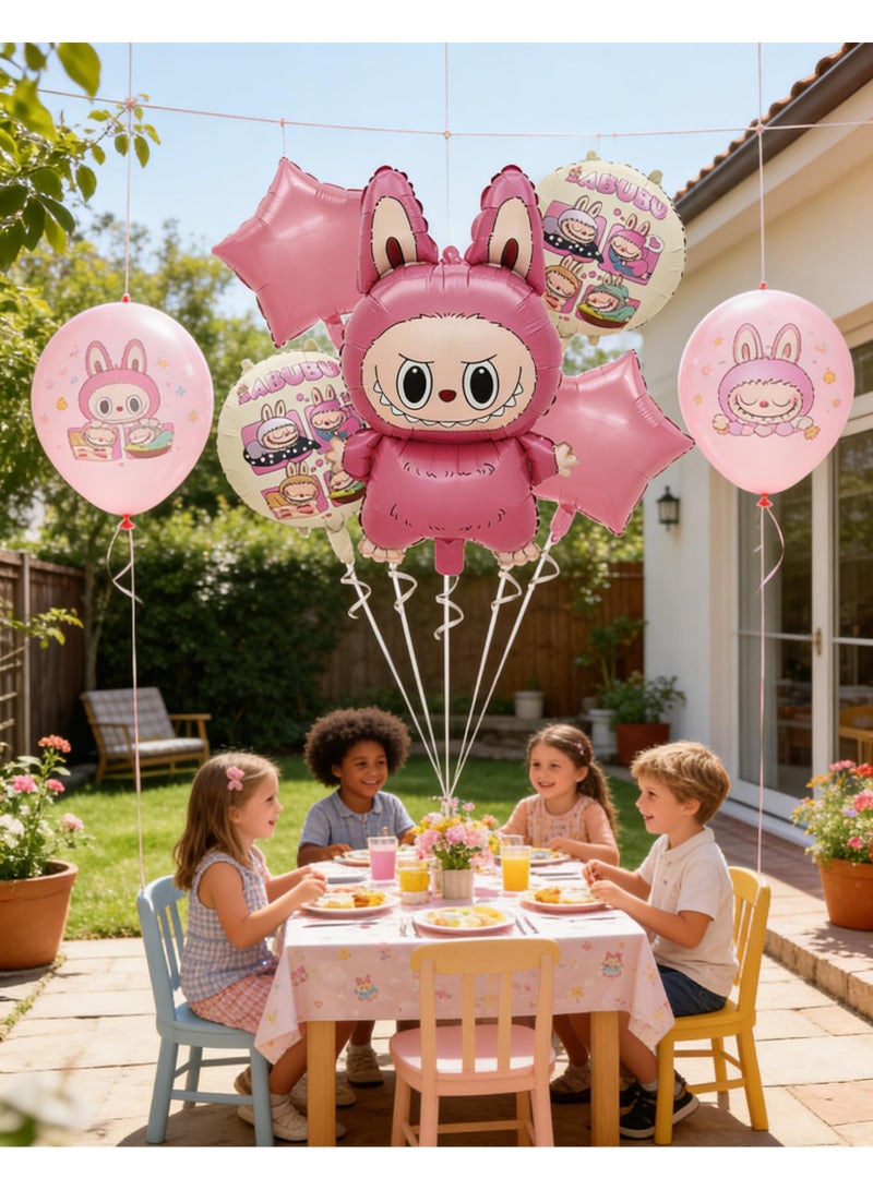 LABUBU 5 Piece Cartoon Labu Cloth Aluminum Film Balloon Decoration Set 5 Pieces - Image 4