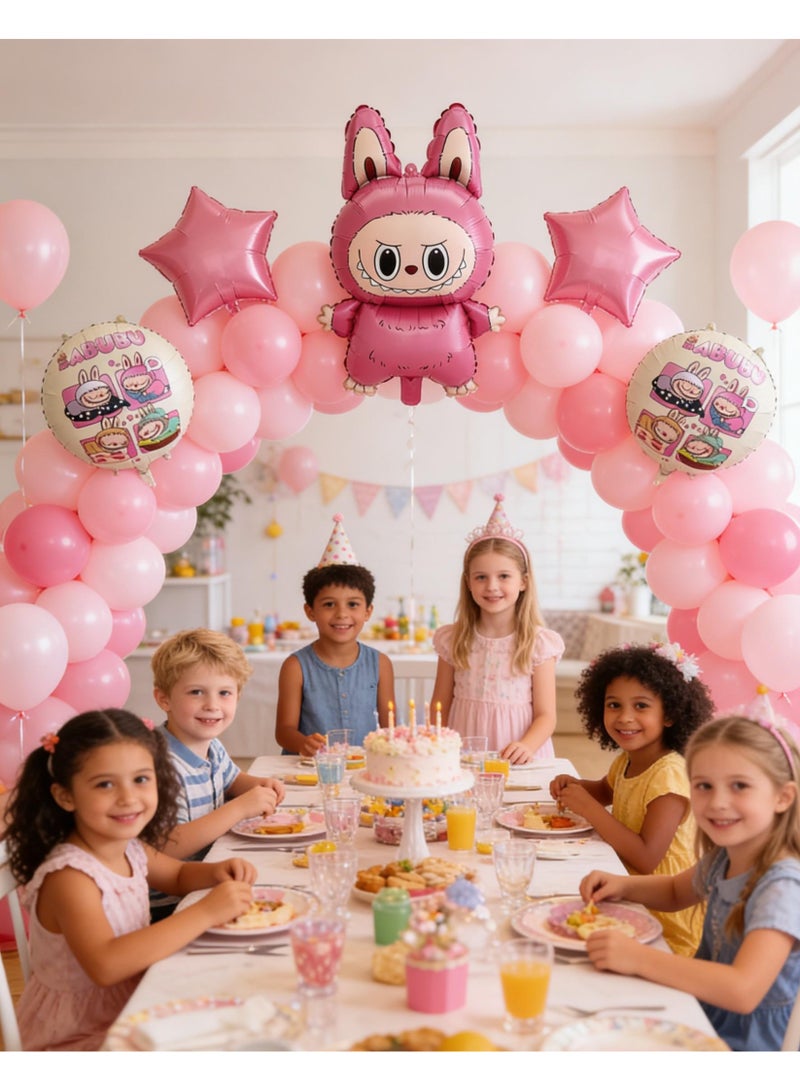 LABUBU 5 Piece Cartoon Labu Cloth Aluminum Film Balloon Decoration Set 5 Pieces - Image 1