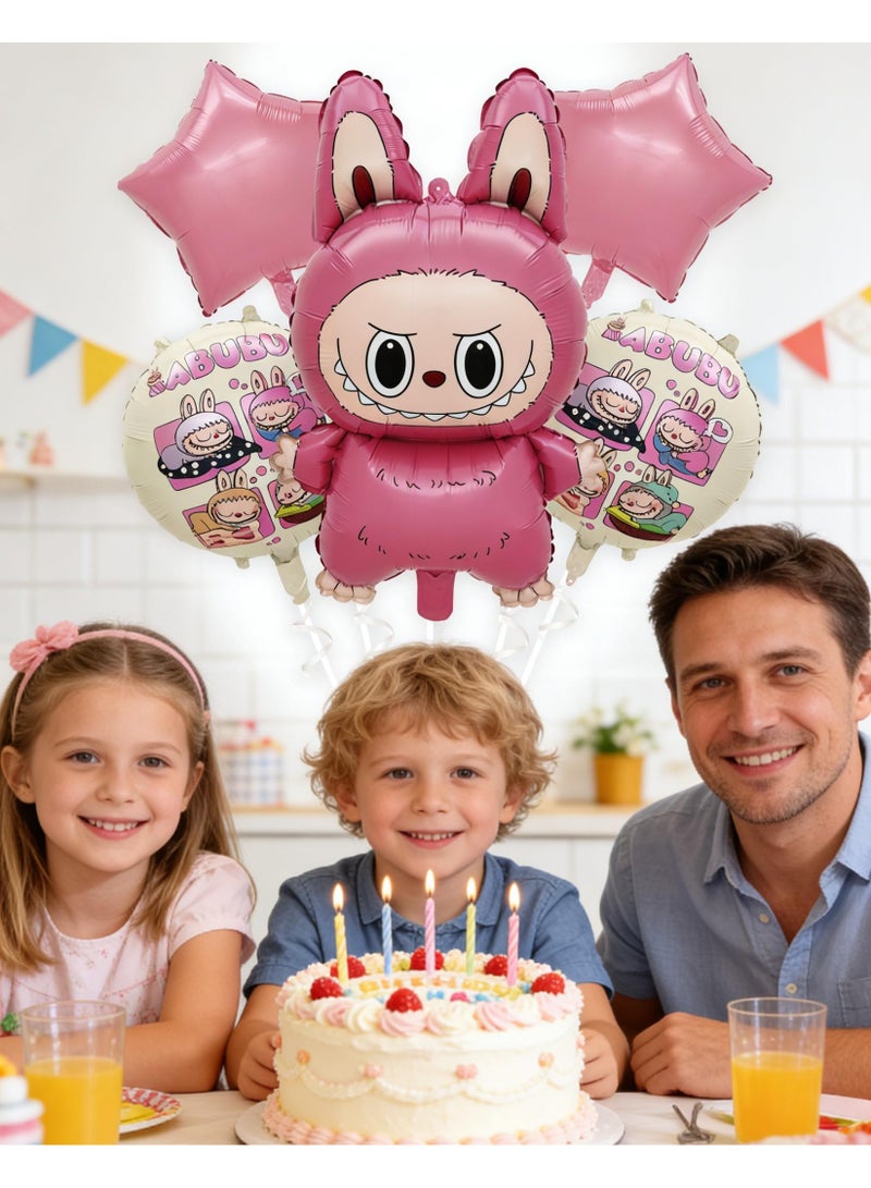 LABUBU 5 Piece Cartoon Labu Cloth Aluminum Film Balloon Decoration Set 5 Pieces - Image 5