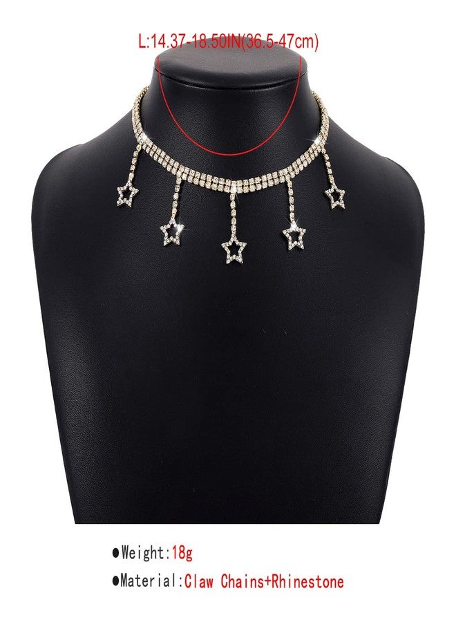 Chargances Sparkly Rhinestone Star Pendant Choker Silver Statement Crystal Necklace Dainty Star Jewerly for Women(Silver) - Image 5