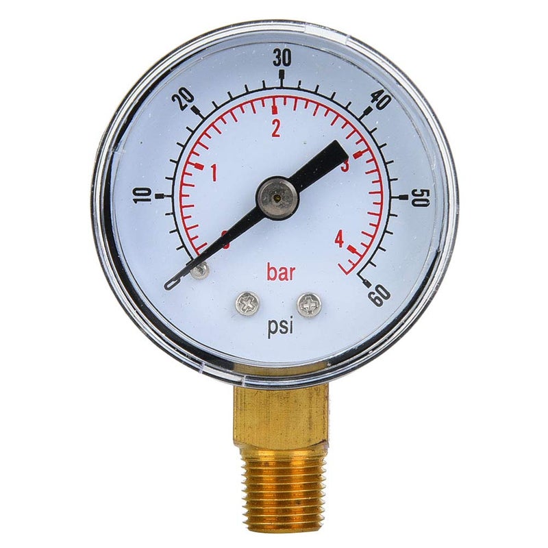 Mechanical Pressure Gauge 0 60psi 0 4bar Dual Scale Metal Casing For Air Oil Water - Image 2