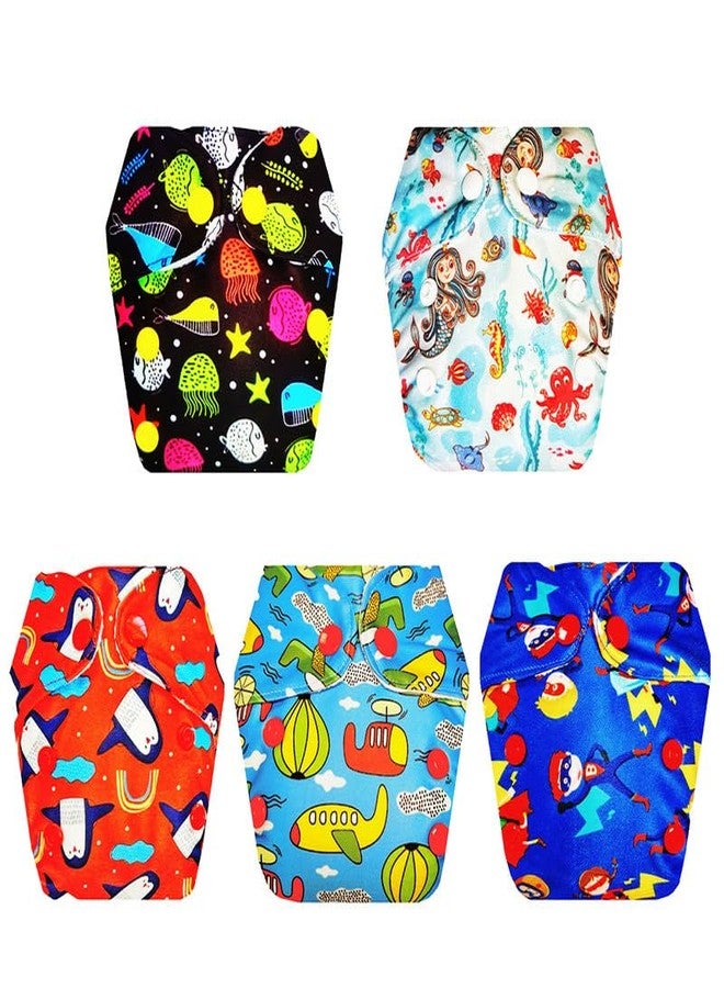 Dumbledo Premium Newborn Cloth Diaper with Integrated Insert (Pack of 5) | Snug Fit | Reusable & Washable | Adjustable Snaps | Trusted by Moms | 0 - 4 Months | Unisex Baby - Image 1