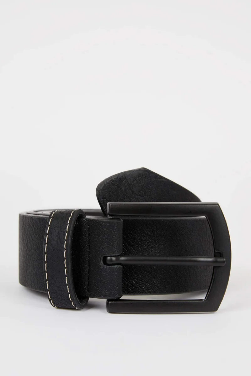 Men's Rectangle Buckle Faux Leather Jean Belt