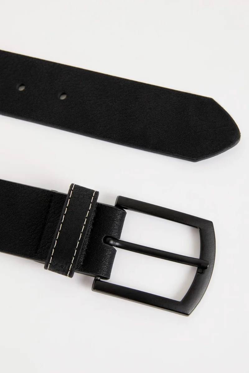 Defacto Men's Rectangle Buckle Faux Leather Jean Belt