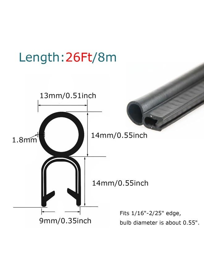 Tintvent Car Door Rubber Seal Strip with Top Bulb(26Ft), Automotive Weather Stripping Soundproofing Edge Guard Trim for Cars, Trucks, Boats, and Home Applications - Image 2