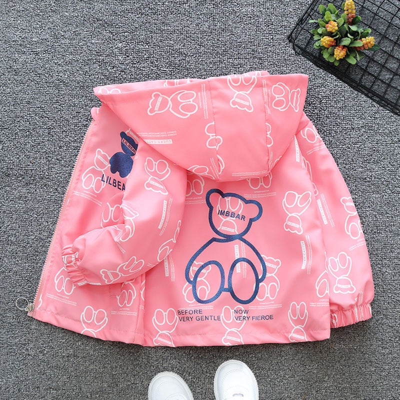 Childrens Clothing 2025 Childrens Coat Spring and Autumn Boys Casual Western-style Jacket Top Girls Fashionable Windbreaker Rush Clothes Trendy Pink (pink bear) 
