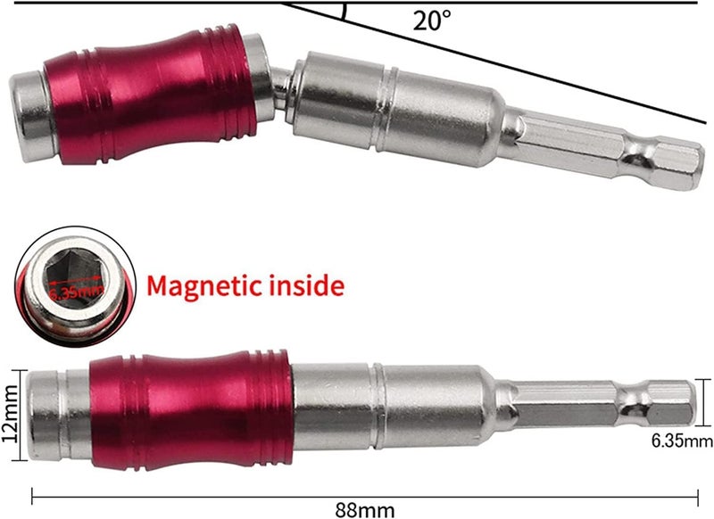 woobles 2pcs Magnetic Swiveling Bit Tip Holder, Magnetic Pivot Drill Bit Holder, Pivot Bit Holder, Magnetic Hex Shank Adapters, Can Be Bent 0-20°, The Head of The Post Can Be Rotated 360° (Style 1) - Image 2