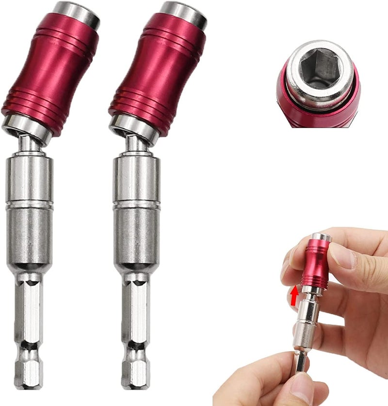 woobles 2pcs Magnetic Swiveling Bit Tip Holder, Magnetic Pivot Drill Bit Holder, Pivot Bit Holder, Magnetic Hex Shank Adapters, Can Be Bent 0-20°, The Head of The Post Can Be Rotated 360° (Style 1) - Image 1