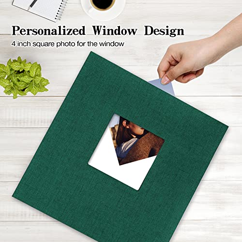 potricher Large Photo Album Self Adhesive 4x6 5x7 8x10 Pictures Linen Cover 40 Blank Pages Magnetic DIY Scrapbook Albums with A Metallic Pen (Dark Green) - Image 2