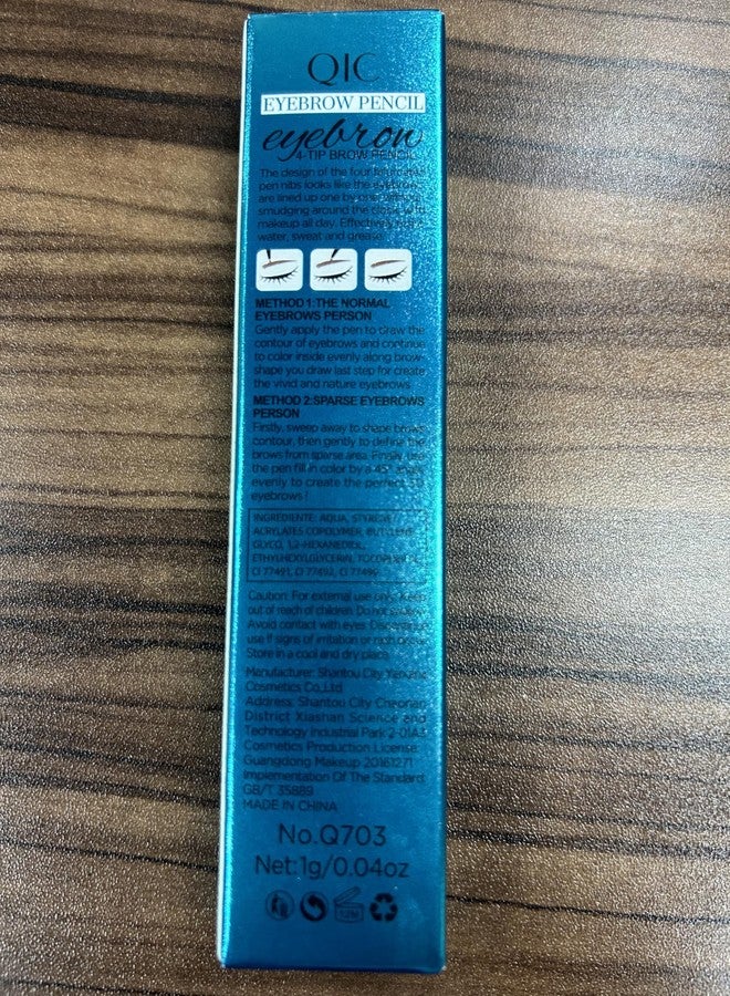 كيو اي سي قلم تحديد الحواجب QIC ذو 4 رؤوس، قلم مايكروبليدينغ مقاوم للماء يدوم طويلاً مع رأس مدبب دقيق مطور للحواجب الطبيعية (أسود-04) - Image 2