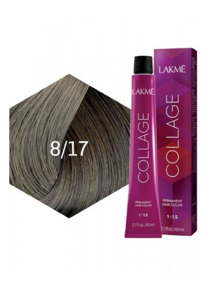 LAKME - Lakme Collage Hair Dye 8/17 Light Ash Blonde 60ml + Oxygen Lakme Hair Dye with Abyssinian Oil Formula 28v White 120ml - Image 1