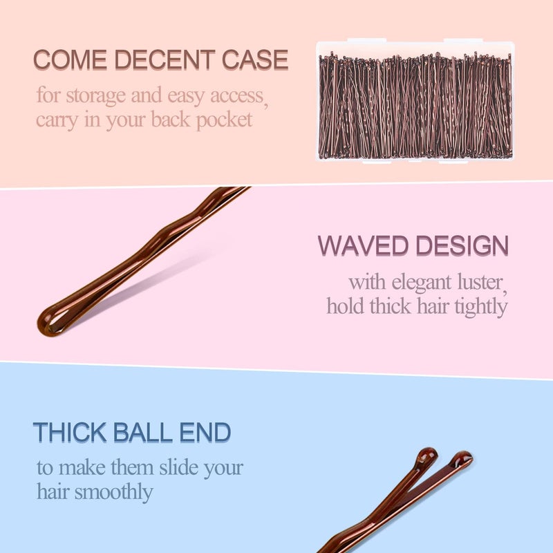 MORGLES Bobby Pins Brown, 240 Pcs Hair Pins for Women 2.2 Inches, Hair Accessories with Box - Image 3