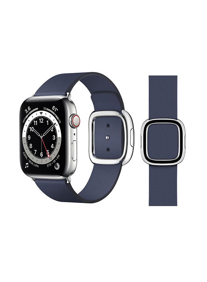 NIBEMINENT Leather Replacement Band For Apple Watch Series 6/SE/5/4/3/2/1 Dark Blue