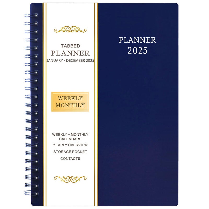 BooQool 2025 Planner - Weekly and Monthly Planner 2025, Jan 2025 - Dec 2025 Planner with Monthly Tabs, 6.25" × 8.3", Strong Twin-Wire Binding, Round Corner, Improving Your Time Management Skill - Image 1