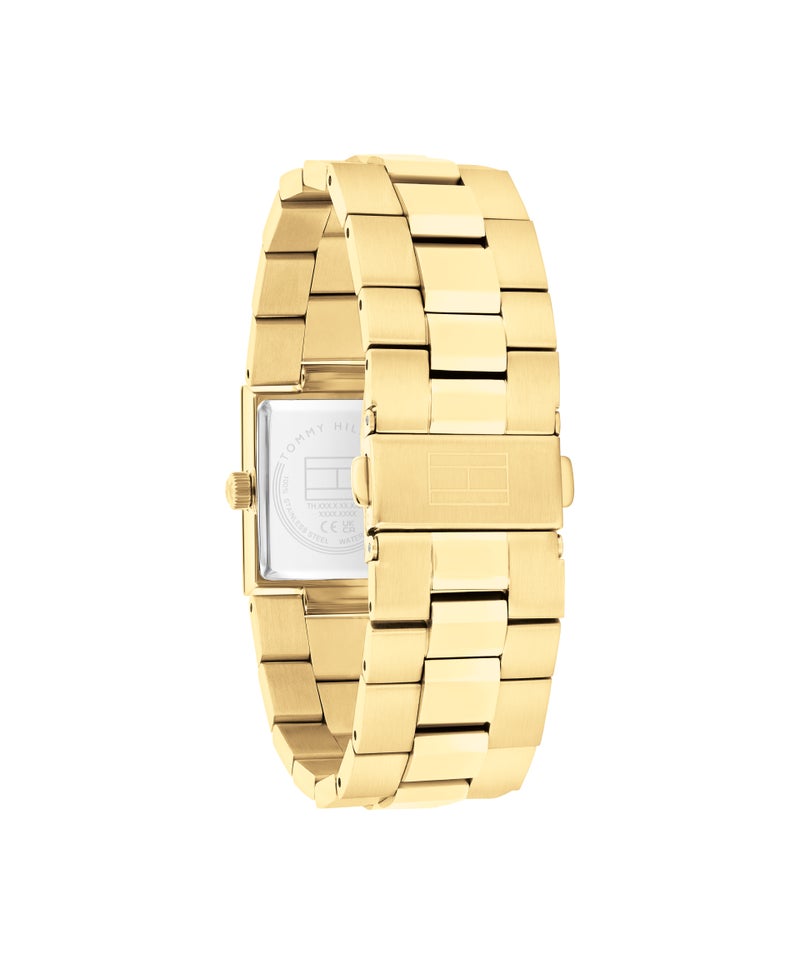 TOMMY HILFIGER Rectangle Analog Women'S Ionic Plated Thin Gold Steel Case  Watch - Image 2