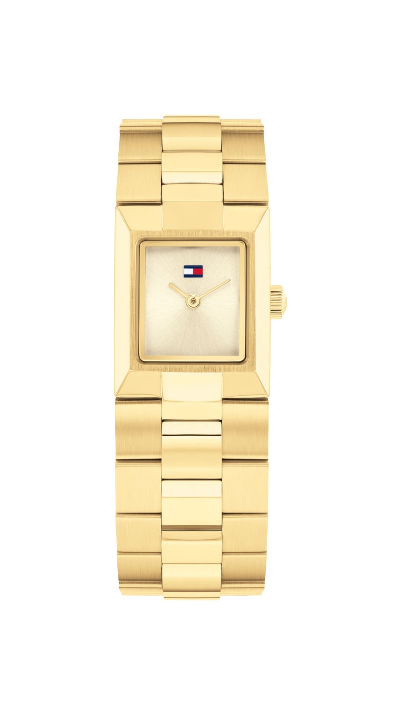 TOMMY HILFIGER Rectangle Analog Women'S Ionic Plated Thin Gold Steel Case  Watch - Image 3