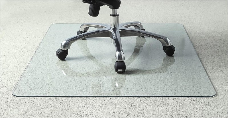 Lorell Tempered Glass Chairmat, 46" Width x 36" Depth x 0.25" Thickness, Clear, 1 Each - Image 1