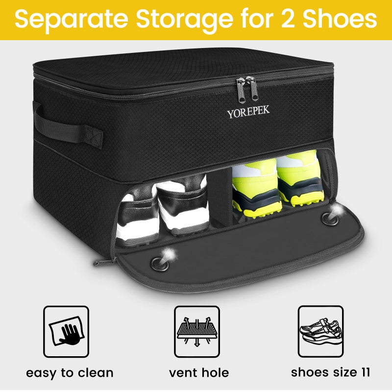 YOREPEK 2 Layer Golf Trunk Organizer, Waterproof Car Golf Locker with Separate Ventilated Compartment for 2 Pair Shoes, Golf Trunk Storage for Balls, Tees, Clothes, Gloves, Accessories, Golf Gifts - Image 2