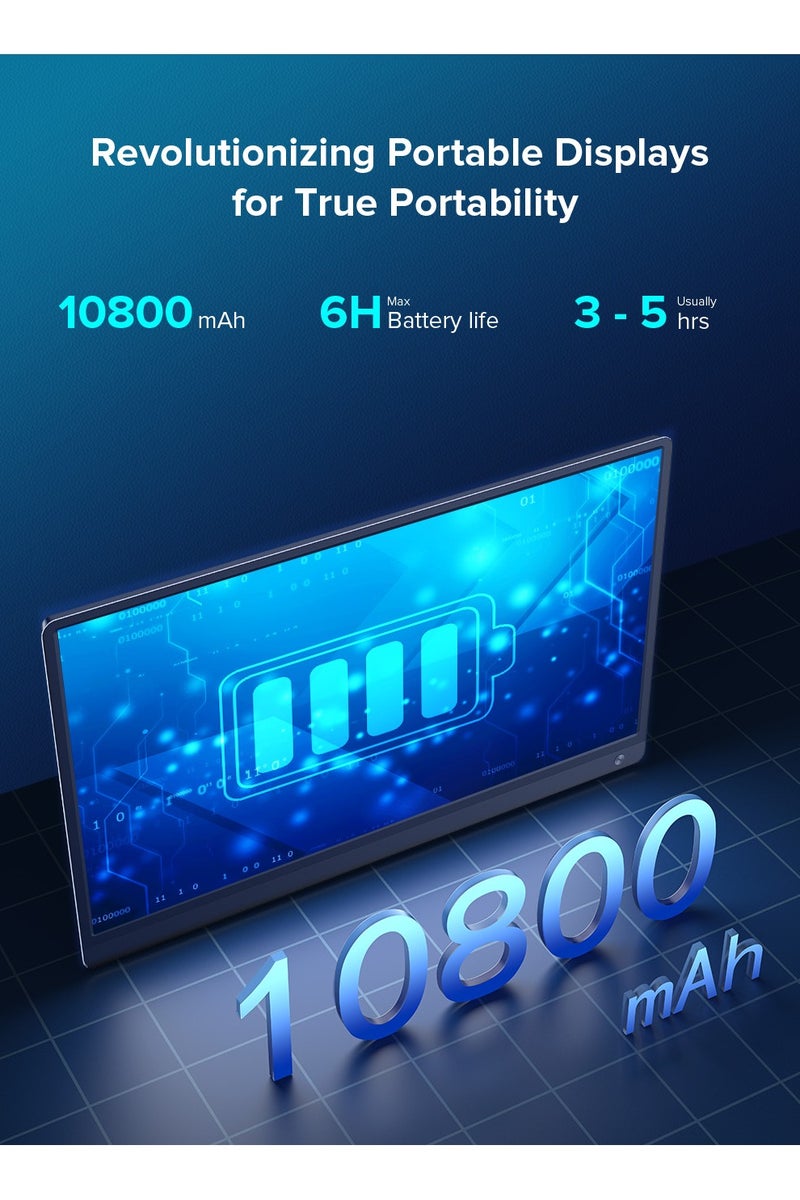 أوبيرفكت شاشة محمولة UPERFECT مقاس 15.6 بوصة 120 هرتز 10 نقاط شاشة تعمل باللمس 1920*1080 FHD IPS منفذ USB C و Mini HDMI شاشة ثانية للكمبيوتر المحمول/الهاتف/جهاز الألعاب، قابلة للتثبيت على VESA - Image 3