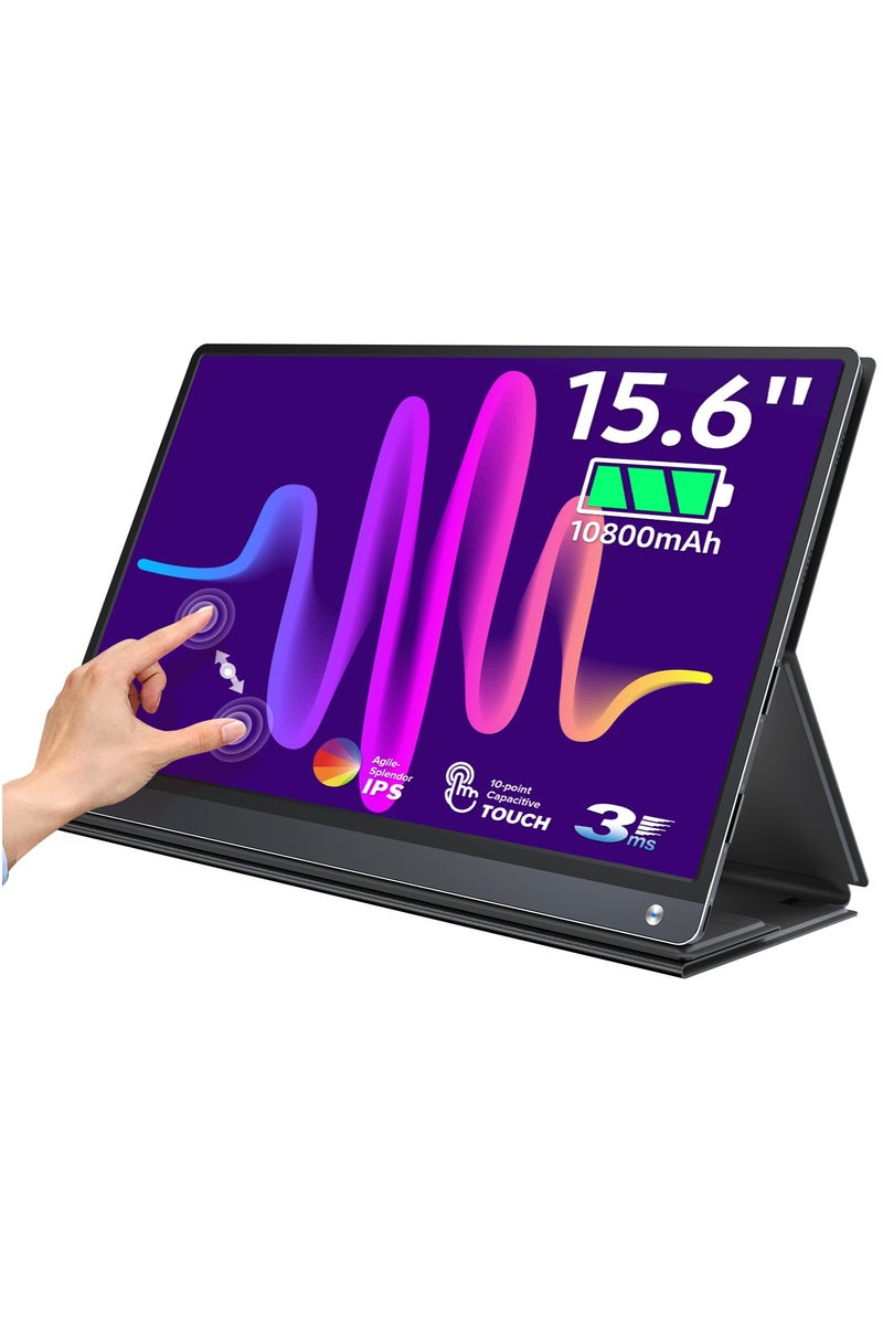 أوبيرفكت شاشة محمولة UPERFECT مقاس 15.6 بوصة 120 هرتز 10 نقاط شاشة تعمل باللمس 1920*1080 FHD IPS منفذ USB C و Mini HDMI شاشة ثانية للكمبيوتر المحمول/الهاتف/جهاز الألعاب، قابلة للتثبيت على VESA - Image 1