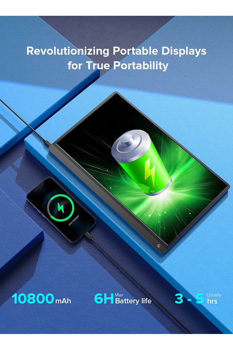 أوبيرفكت شاشة محمولة UPERFECT مقاس 15.6 بوصة 120 هرتز 10 نقاط شاشة تعمل باللمس 1920*1080 FHD IPS منفذ USB C و Mini HDMI شاشة ثانية للكمبيوتر المحمول/الهاتف/جهاز الألعاب، قابلة للتثبيت على VESA - Image 4