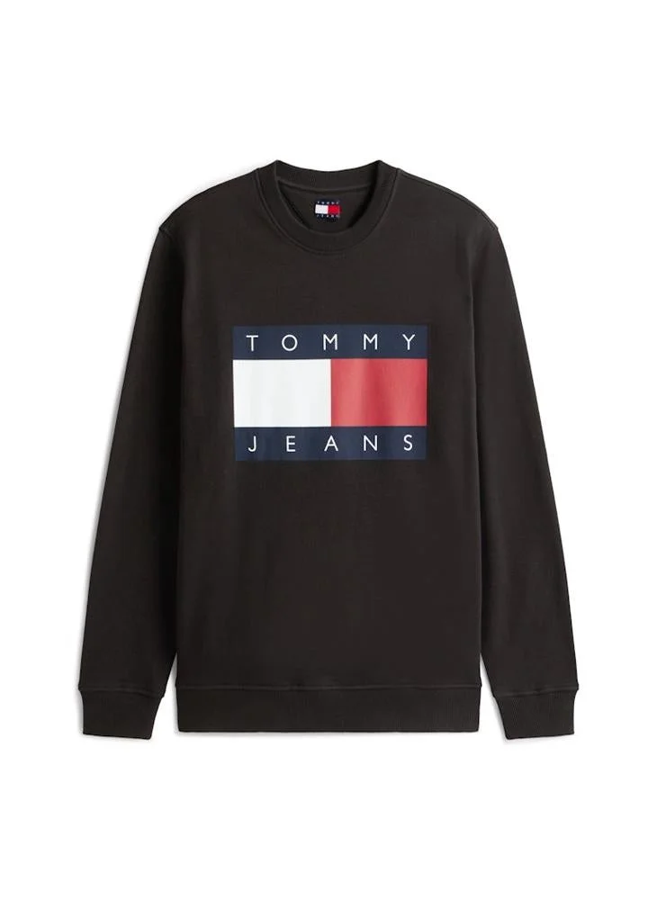 TOMMY JEANS Flag Badge Terry Crew Neck Jumper