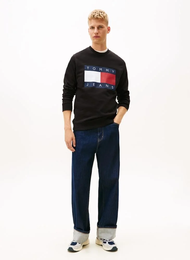 TOMMY JEANS Flag Badge Terry Crew Neck Jumper