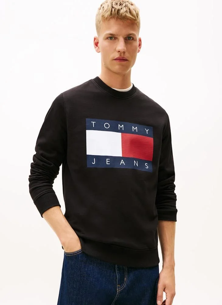 Tommy Jeans Flag Badge Terry Crew Neck Jumper