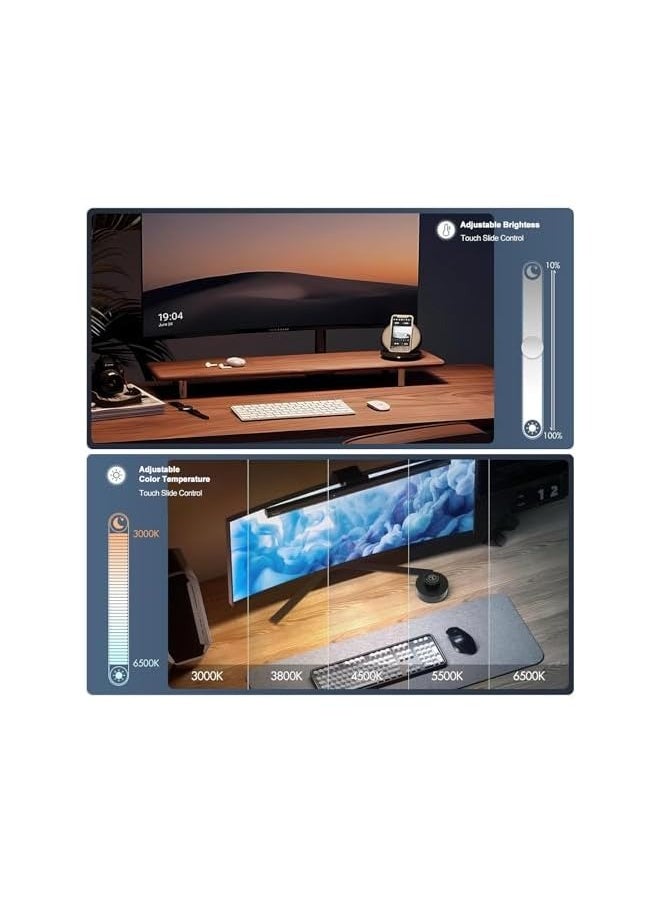 إيروريكس ضوء شاشة كمبيوتر مع جهاز تحكم عن بعد - شاشة LED مقاس 42 سم لحماية العين، تحكم باللمس بدون وهج الشاشة، إضاءة مكتب منزلية موفرة للمساحة (أسود)  - Image 3