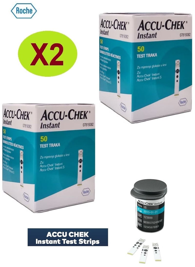 ACCU-CHEK Instant ( Pack of 2 ) 50-Piece Accu Chek Instant Test Strip Set  - Image 1