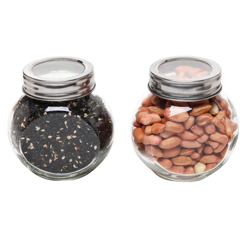 MyGift Set of 6 Round Glass Spice Container (6 oz) with Screw on Metal Lids and 2 Tier Wire Display Rack - Image 5