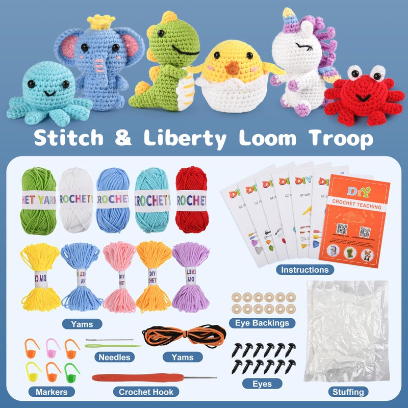 MINGOMINGO Crochet Kit for Beginners - 6 Pack Animals Amigurumi, Craft Knitting Crochet Starter Kits with Step-by-Step Video Tutorials - Animals Knitting Kit (40%+ Yarn) - Image 4