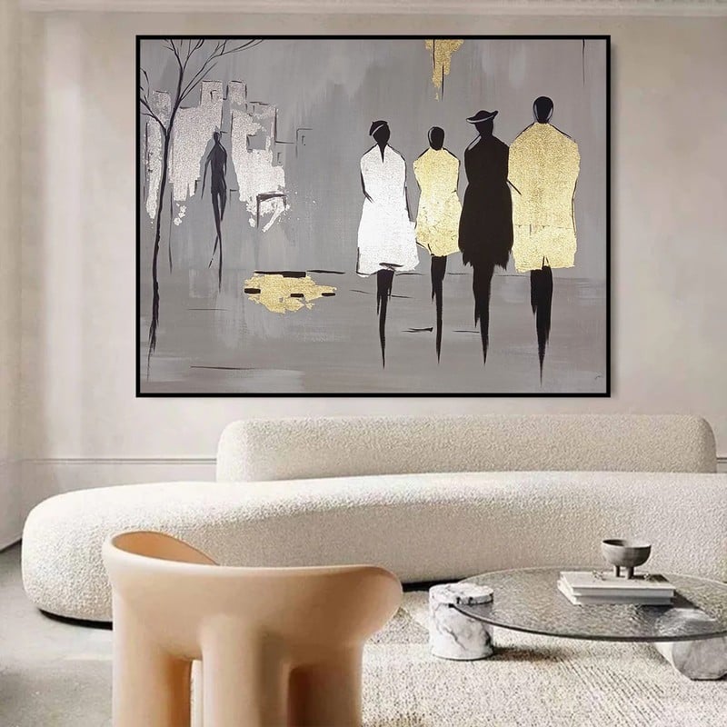 ماركتنا لوحة قماشية بتصميم الفن التشكيلي مع برواز مجوف مقاس (60×40) قطعة واحدة - Image 1