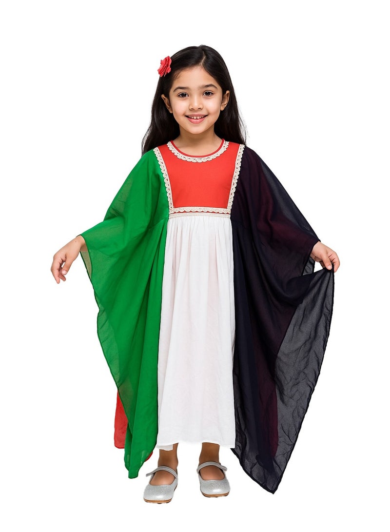 المنزل الذكي هوم سمارت فستان بنقشة علم اليوم الوطني للبنات احتفلي باليوم الوطني لدولة الإمارات العربية المتحدة بأناقة الزي الوطني لدولة الإمارات العربية المتحدة للمناسبات الوطنية الاحتفالية - Image 1