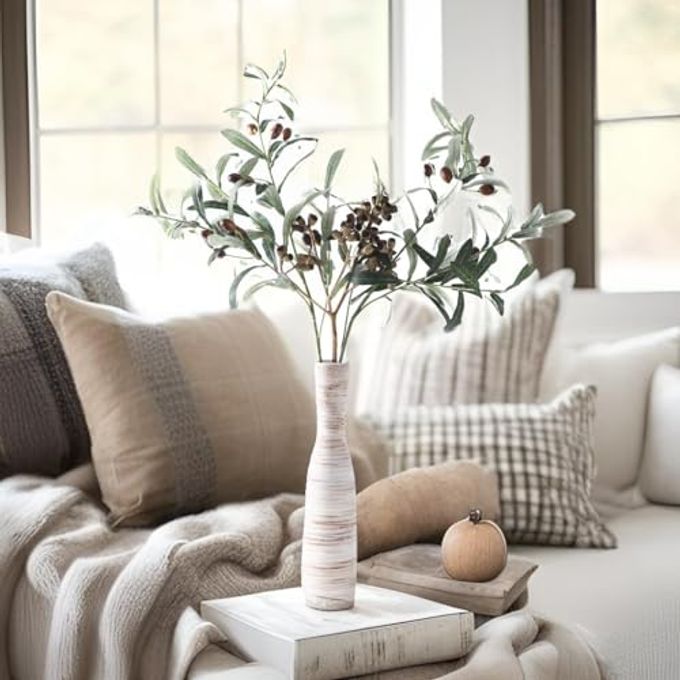 ALMA 13" Tall White Ceramic Vase for Table Centerpiece,Small Flower Vase for Roses,Thin Bowl Vase for Home Decor Living Room, Boho Bathroom,Beachy Room,Coatsal Bedroom,Modern Office Decor - Image 4