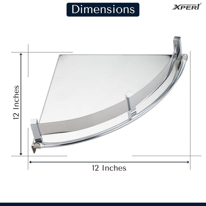 Xpert 910 Corner Round 12 inches Shelf for Bathroom, Pack of 1, Made of Stainless Steel, Washroom Rack & Bathroom Accessories Holder Corner Rack for Bathroom - Bathroom Accessories Holder - Image 4