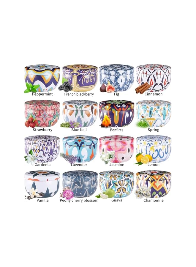 The Bros 16 PCS Scented Candles Gift Set, Natural Soy Wax Portable Travel Tin Candles for Home, 2.5 oz Long Lasting Aromatherapy Candle Set for Women Birthday Gifts - Image 2