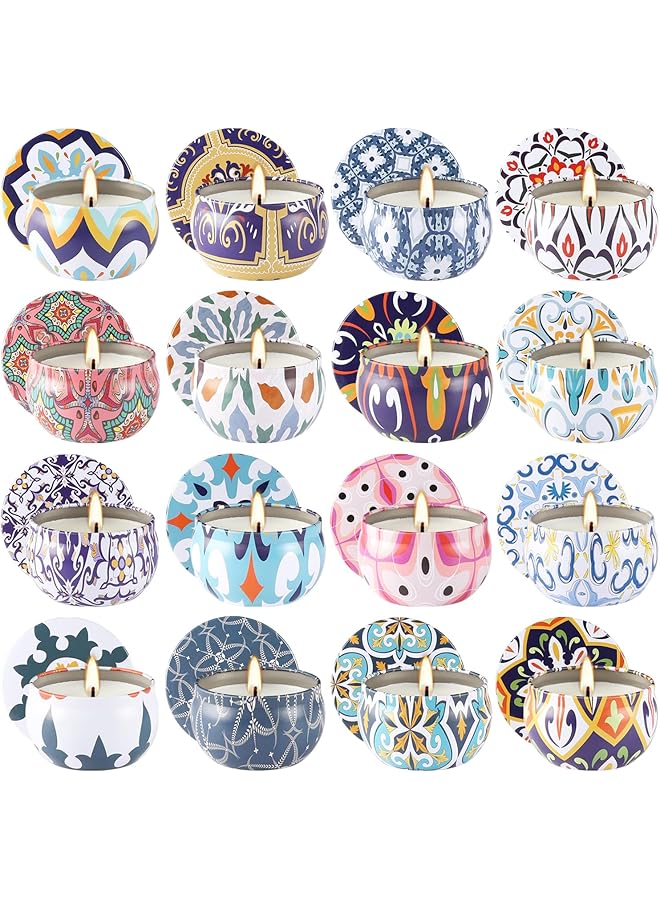 The Bros 16 PCS Scented Candles Gift Set, Natural Soy Wax Portable Travel Tin Candles for Home, 2.5 oz Long Lasting Aromatherapy Candle Set for Women Birthday Gifts - Image 1