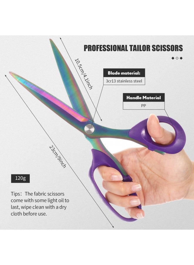 Lanties 9 Inch Fabric Scissors Tailor Sewing Shears for Fabric Cutting Heavy Duty Tailor Scissors for Quilting Sewing and Dressmaking with Tape Measure, Thread Snips, Seam Rippers (Black, Classic Style) - Image 1