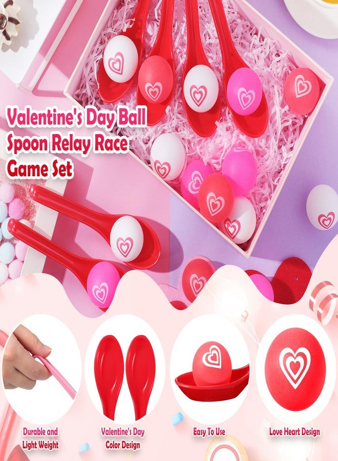 PullCrease 24 Pack Valentine Heart Ball and Spoon Relay Race Game Set for Kids Adults, Valentine's Day Party Supplies Favors - Image 3
