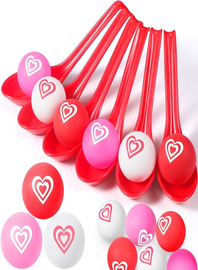 PullCrease 24 Pack Valentine Heart Ball and Spoon Relay Race Game Set for Kids Adults, Valentine's Day Party Supplies Favors - Image 1