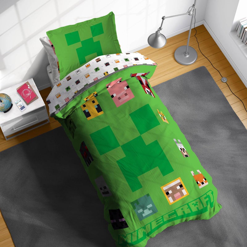 Sunny Side Up Minecraft Twin Comforter Set - 5 Piece Kids Bedding Includes Comforter, Sheets & Pillow Cover - Super Soft Gamer Microfiber Bed Set - Image 1