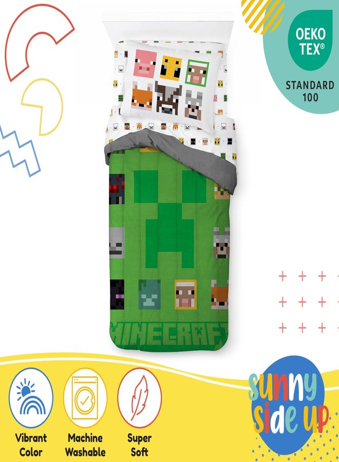 Sunny Side Up Minecraft Twin Comforter Set - 5 Piece Kids Bedding Includes Comforter, Sheets & Pillow Cover - Super Soft Gamer Microfiber Bed Set - Image 4