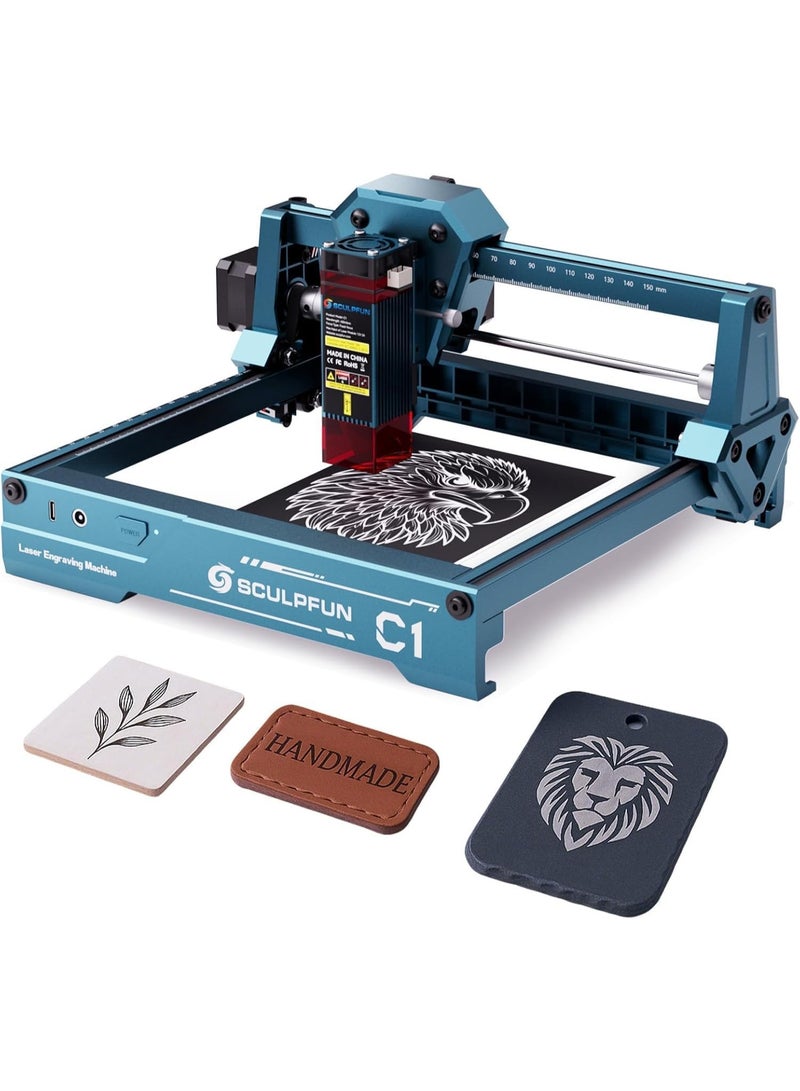 سكلبفون SCULPFUN C1 آلة حفر بالليزر صغيرة، 3 دبليو المحمولة مع بقعة بالغة الدقة 0.04mm، العمل للمبدئين DIY، الخشب الرقاقي، الجلد، ورق حرفي، أرجل، منطقة النقش 150*130 ملم - Image 1