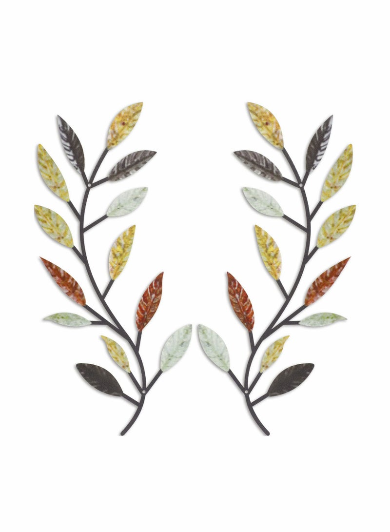 KASTWAVE Metal Tree Leaf Wall Decor(Multicolor 2 Pcs) - Image 1