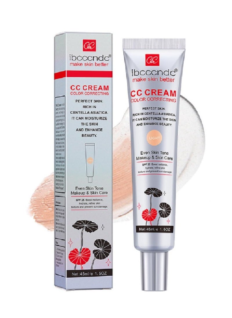 ibcccndc Color Correcting CC Cream with SPF 25,Full-Coverage Foundation,Hydrating Serum,Refine Skin Texture, Avoid Sun Damage (Light, 45 ml)  - Image 1