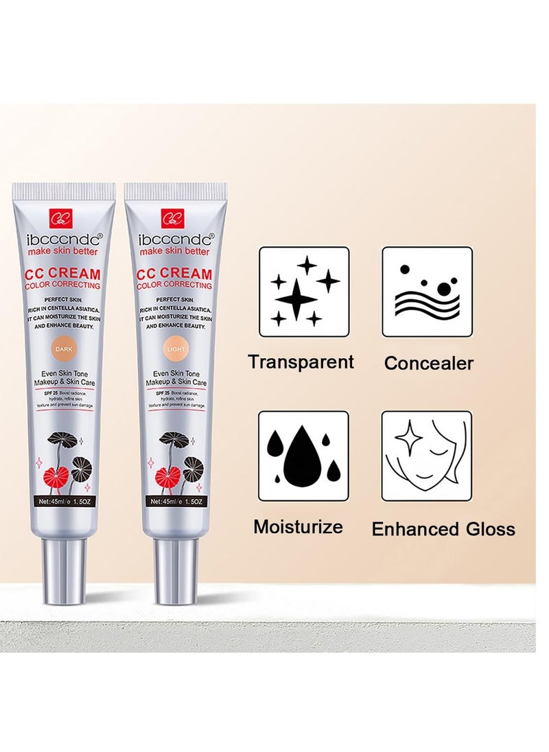 ibcccndc Color Correcting CC Cream with SPF 25,Full-Coverage Foundation,Hydrating Serum,Refine Skin Texture, Avoid Sun Damage (Light, 45 ml)  - Image 4