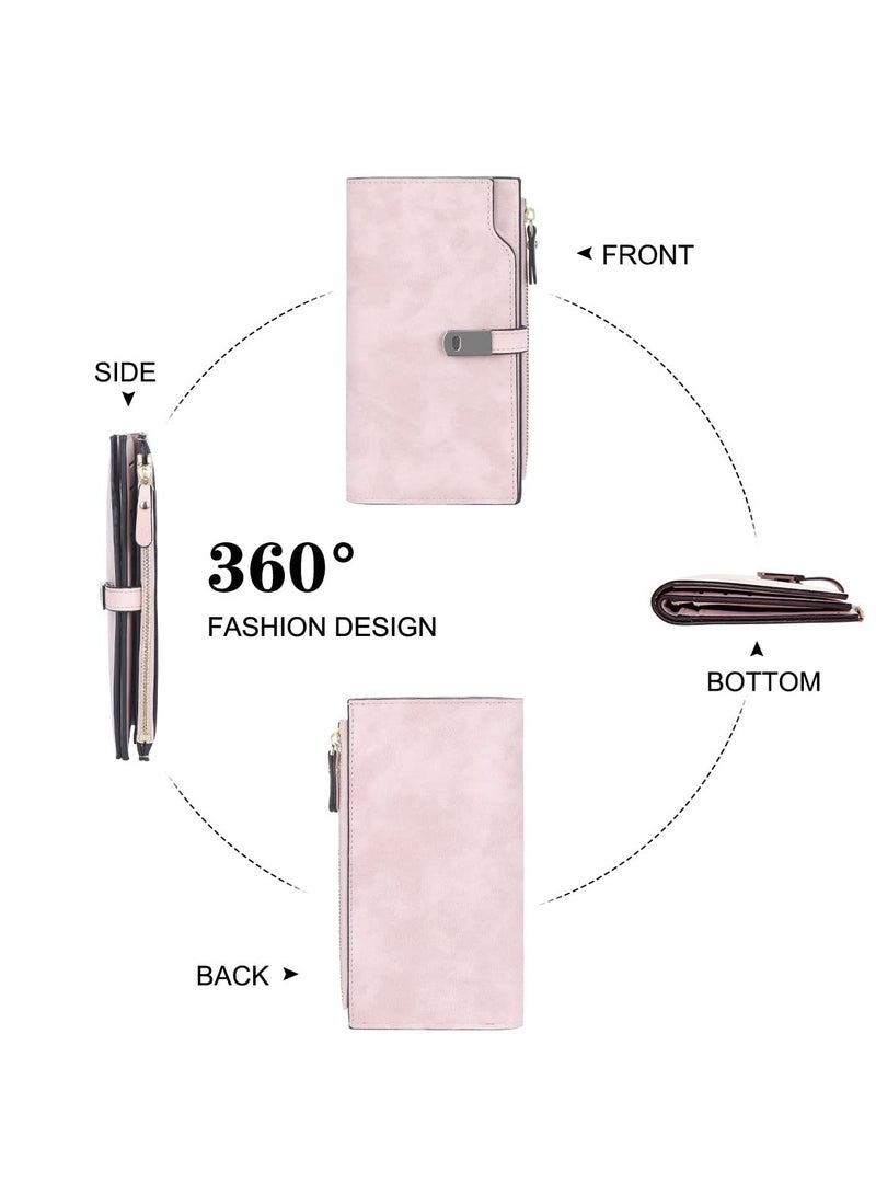 SYOSI Women's Purse, PU Leather Wallets Women's Small, with Pocket Purse Wallet, Women's Short Soft and Comfortable Purse Card Holder with 16 Card Slots, Pink, for Party, Shopping, Travel(1 Pack) - Image 4