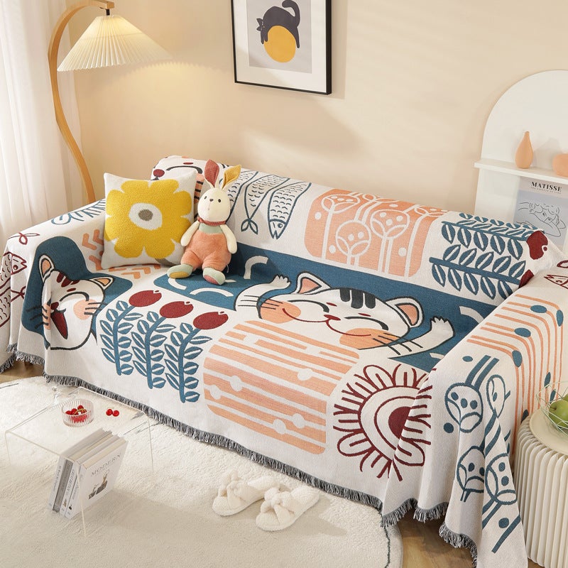 Nordic Ins Style Summer Universal Sofa Towel Cover Cloth Full Cover Sofa Cushion Cover Cover Blanket Single Three-Person Four Seasons Universal - Image 2