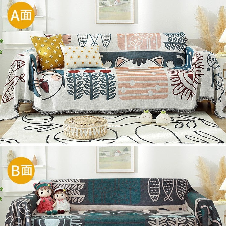 Nordic Ins Style Summer Universal Sofa Towel Cover Cloth Full Cover Sofa Cushion Cover Cover Blanket Single Three-Person Four Seasons Universal - Image 1